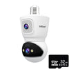 Srihome 4MP Dual Lens Dual Screen Light Bulb Security Camera Smart Home 3X Digital Zoom AI Human Motion Detect WIFI Surveillance