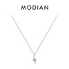 MODIAN 925 Sterling Silver Simple Lightning Pendant Necklace Stackable Trendy Neck Chain For Women Girls Party Fine Jewelry Gift