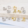 Simple Metal 925 Sterling Silver Ear Needle 26 Letters Small Earrings Zircon Exquisite Letter Earrings Cute Girls Jewelry Gifts