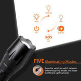 High Power Led Flashlights Camping Torch 5 Lighting Modes Aluminum Alloy Zoomable Light Waterproof Material Use Mini Flashlight