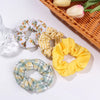 Women Lady Female LatticePrint Ponytail Holder Hair Rope Girls Headwear Yellow Scrunchies Hairs Ties