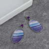 Oval Shape Purple Turquoise Decor Dangle Earrings Retro Bohemian Style Zinc Alloy Silver Plated Jewelry Female Gift