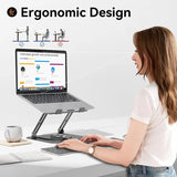 Laptop Stand for Desk Adjustable Computer Stand with 360° Rotating Base Ergonomic Laptop Riser for Collaborative Work Foldable