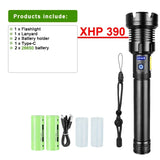 XHP390 Most Powerful Flashlight Usb Rechargeable Flashlight Strong Light Military Tactical Lantern Camping Hunting Outdoor Torch