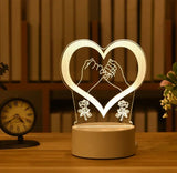 Romantic Love 3D Acrylic Led Lamp for Home Children's Night Light Table Lamp Birthday Party Decor Christmas Gifts Bedside Lamp