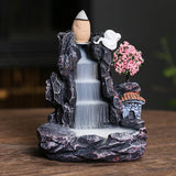 1PC Office Backflow Aroma Smoke Zen Censer Holder Incense Burner Mountains River Waterfall Fragrance Fireplace