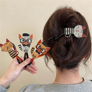 Cute Cartoon Cat Twist Hair Clips Girls Acrylic Hair Claw Crab Holder Barrettes Hairpin Hairgrip Women Fashion Hair Accessories