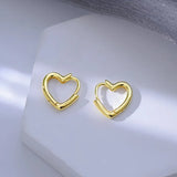 Solid 925 Sterling Silver Women's New Jewelry Fashion Heart Hoop Earrings XY0186