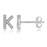 Simple Metal 925 Sterling Silver Ear Needle 26 Letters Small Earrings Zircon Exquisite Letter Earrings Cute Girls Jewelry Gifts