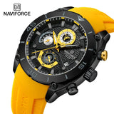 NAVIFORCE NF8038 Top Brand Men's Sport Watch Casual Silicone Strap Waterproof Luminous Chronograph Quartz Wristwatch