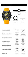 NAVIFORCE NF8038 Top Brand Men's Sport Watch Casual Silicone Strap Waterproof Luminous Chronograph Quartz Wristwatch