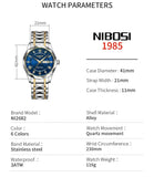 NIBOSI Date Week Watch For Man Top Brand Luxury Men's Watches Waterproof Luminous Casual Clock Stainless Steel Quartz Wristwatch