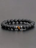 OAIITE Men's Lava Stone Bracelet Drop Essential Oil Bead Bracelet Semi Precious Stone Crystal Bracelet Perfect Gift for Couple