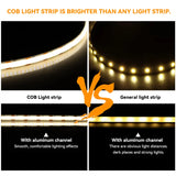 5V USB WiFi COB LED Strip,1M 2M 3M 5M White/Warm White Dimmable COB LED Strip Light Work With Tuya app/Smart Life app/Alexa