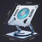 Aluminum Adjustable Foldable Laptop Stand with Cooling Fans Rise Ergonomic Computer Stand Rotating Portable Tablet Pc Notebook