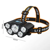 5 LED Headlamp Rechargeable with Built in 18650 Battery Strong Light Headlight Camping Adventure Fishing Head Light Flashlight