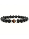 OAIITE Men's Lava Stone Bracelet Drop Essential Oil Bead Bracelet Semi Precious Stone Crystal Bracelet Perfect Gift for Couple