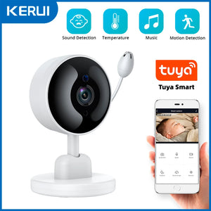 KERUI Baby Monitor WiFi IP Camera Night Vision HD Video Tuya Smart Home Mini Wireless Temperature Sound Motion Detection Cam