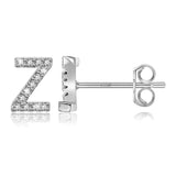 Simple Metal 925 Sterling Silver Ear Needle 26 Letters Small Earrings Zircon Exquisite Letter Earrings Cute Girls Jewelry Gifts