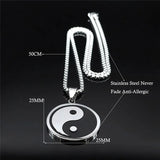 Yin Yang Gossip Necklace for Women/Men Stainless Steel Silver Color Ba Gua Taichi Chain Jewelry collar acero inoxidable N3615S02