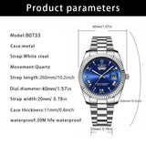 2024 New Luxury Watch For Man Waterproof Luminous Date Week Stainless Steel Men Watch Casual Quartz Men's Watches Male Clock+box