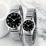 2PCS black alloy Arabic numerals for men and women Elastic elastic band quartz watch set Lovers watch gift set