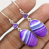 Oval Shape Purple Turquoise Decor Dangle Earrings Retro Bohemian Style Zinc Alloy Silver Plated Jewelry Female Gift