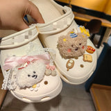 The Same Popular Plush Three-dimensional Cat and Fish Bear Dolphin Crocs Accessories Shoes Flower Bow Diy Shoe Buckle