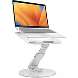 OMOTON Upgraded Laptop Stand for Desk - 360° Rotating Height Adjustable Laptop Riser Aluminum Foldable Ergonomic Computer Stand