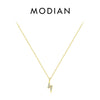 MODIAN 925 Sterling Silver Simple Lightning Pendant Necklace Stackable Trendy Neck Chain For Women Girls Party Fine Jewelry Gift