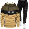 Autumn and winter new digital printed men's long-sleeved hoodie + loose casual pants fitness suit 2 pieces of clothing