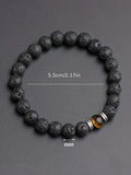 OAIITE Men's Lava Stone Bracelet Drop Essential Oil Bead Bracelet Semi Precious Stone Crystal Bracelet Perfect Gift for Couple