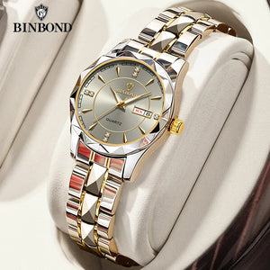 BINBONG Women Watches Luxury Fashion Ladies Quartz Watch Waterproof Luminous Date Stainless Wristwatch Girlfriend Lovers Gift