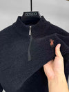 High end luxury brand half zipper neck sweater men's fashion Paul embroidery casual top winter plush thick warm knitted pullover