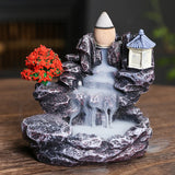 1PC Office Backflow Aroma Smoke Zen Censer Holder Incense Burner Mountains River Waterfall Fragrance Fireplace