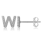 Simple Metal 925 Sterling Silver Ear Needle 26 Letters Small Earrings Zircon Exquisite Letter Earrings Cute Girls Jewelry Gifts