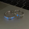 Luminous Blue Green Light Star Ring Glow In Dark Fluorescent Heart Ring Women Men Couple Finger Rings Jewelry Adjustable