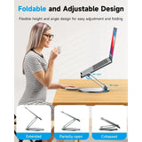 Laptop Stand for Desk Adjustable Height Ergonomic Riser with 360° Rotating Base Portable Foldable Computer Holder for 10-16 Inc