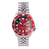 Tandorio Design Red Dial Lume NH36 Mechanical Swim Watch For Men Date Weekday Display 3.8 Crown 200M Waterproof 41mm