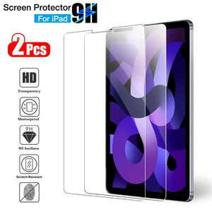 2Pcs Tempered Glass Screen Protector Cover For iPad Air 5 4 Pro 11 12.9 Ipad 9th 10th 8th 7th 6th 5th Gen Mini 6 5 4 9.7 Film