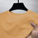 Summer Mesh Ice Silk T-shirt Men's Short Sleeve Round Neck 2024 New Half Sleeve Men Thin Solid Color Tees Top