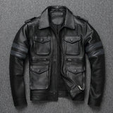 Classic Men Leather Jacket Long Genuine Leather Coat Slim Fit Genuine Cowhide Mens Hunting Jacket Autumn кожаная куртка мужская