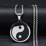 Yin Yang Gossip Necklace for Women/Men Stainless Steel Silver Color Ba Gua Taichi Chain Jewelry collar acero inoxidable N3615S02