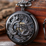 3D Dragon Mechanical Pocket Watch Fob Chain Luxury Steampunk Skeleton Engraved Roman Numeral Clock for Men Women Pocket Watches