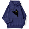 Winter Women Hoodies Meow Black Cat Printed Pullover Pocket Drop Sleeves Hoody Breathable Loose Sweatshirts Cute Ladies Clothes