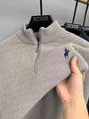 High end luxury brand half zipper neck sweater men's fashion Paul embroidery casual top winter plush thick warm knitted pullover