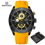 NAVIFORCE NF8038 Top Brand Men's Sport Watch Casual Silicone Strap Waterproof Luminous Chronograph Quartz Wristwatch