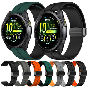 22mm 20mm Magnetic Buckle Silicone Strap For Garmin Forerunner 165 265 255 245 645 55/Vivoactive 5 4/Venu 2 3 Plus Band Bracelet