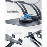 Nulaxy 360° Rotating Laptop Stand for Desk Ergonomic Notebook Riser with Adjustable Swivel Base Foldable Computer Holder Portab