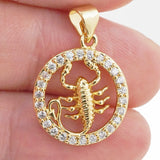 Lucky Zodiac Sign Pendant Charm Twelve Constellation Gold Plated Zircon Cancer Virgo Scorpio For Women DIY Necklace Fine Jewelry